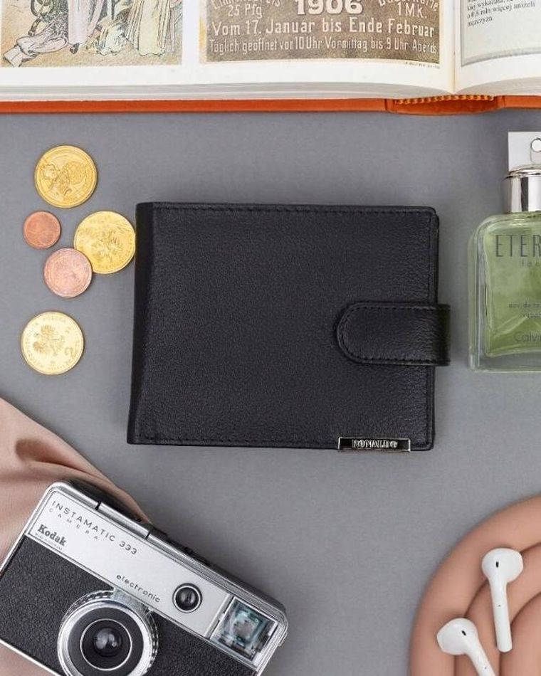 Portfel, czarny, skórzany, RFID, Ronaldo