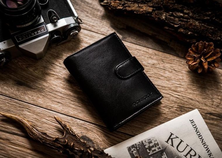 Portfel, czarny, skórzany, RFID, Rovicky