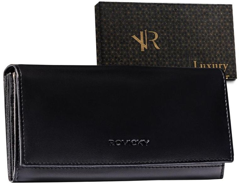Portfel, czarny, skórzany, RFID, Rovicky