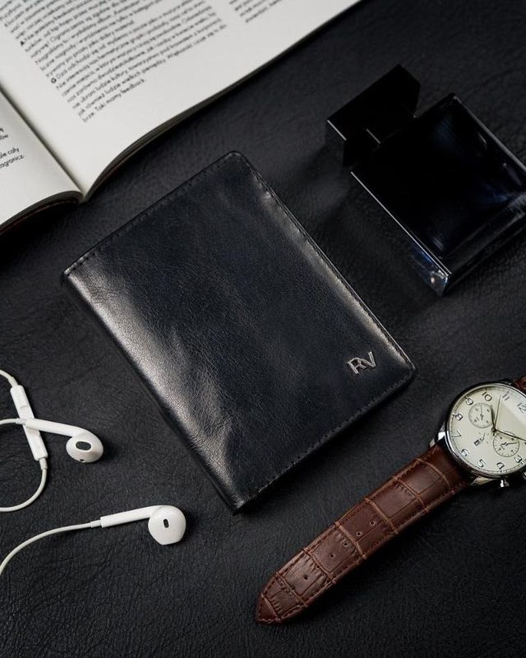 Portfel, czarny, skórzany, RFID, Rovicky