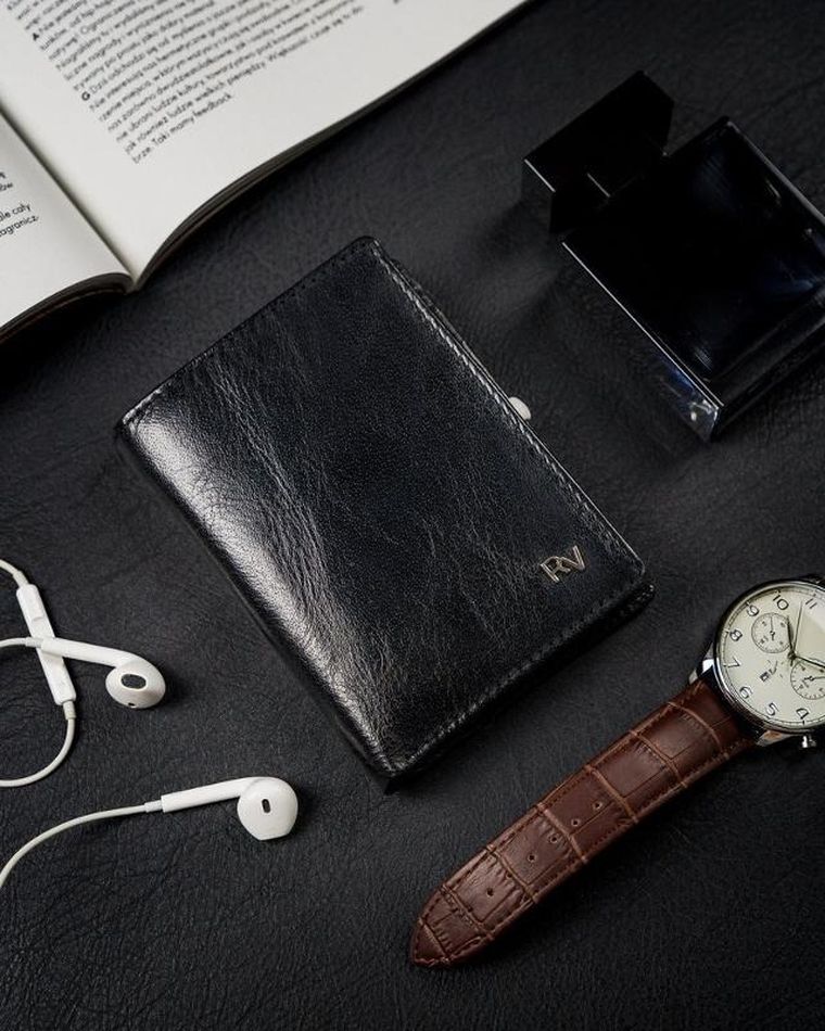 Portfel, czarny, skórzany, RFID, Rovicky