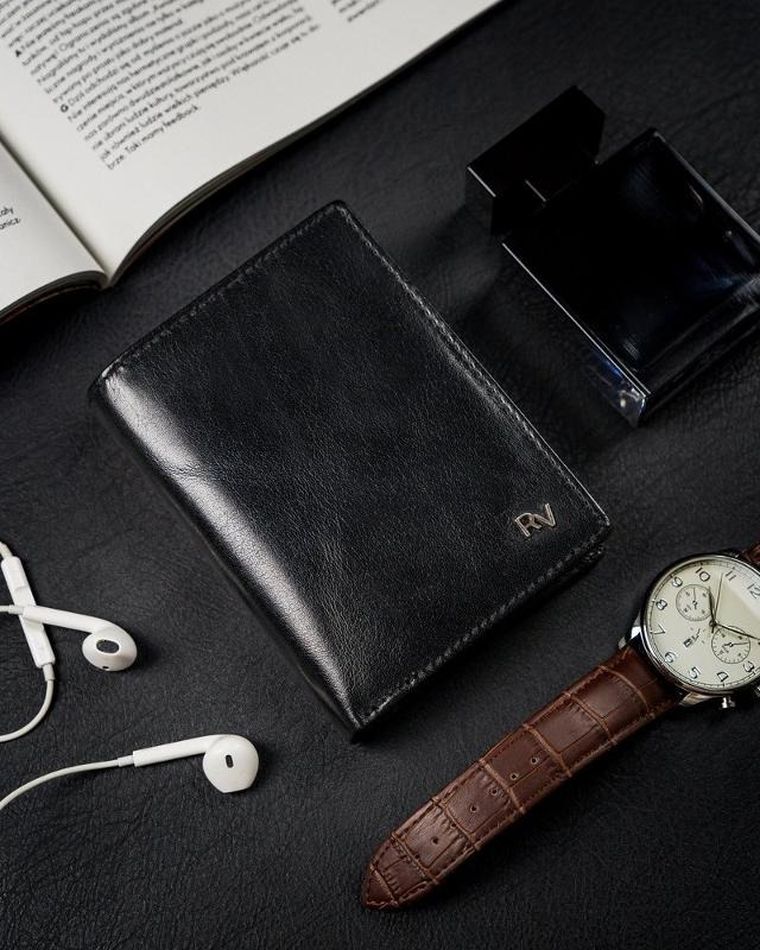 Portfel, czarny, skórzany, RFID, Rovicky