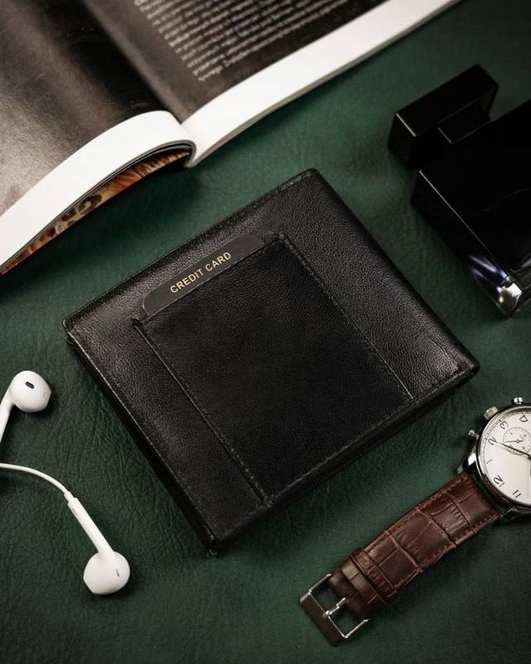 Portfel, czarny, skórzany, RFID, Rovicky