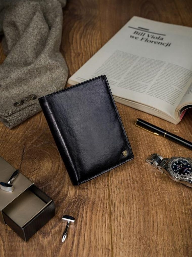 Portfel, czarny, skórzany, RFID, Rovicky