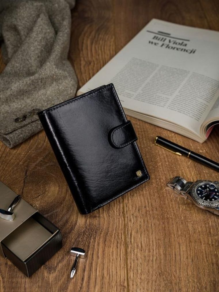 Portfel, czarny, skórzany, RFID, Rovicky