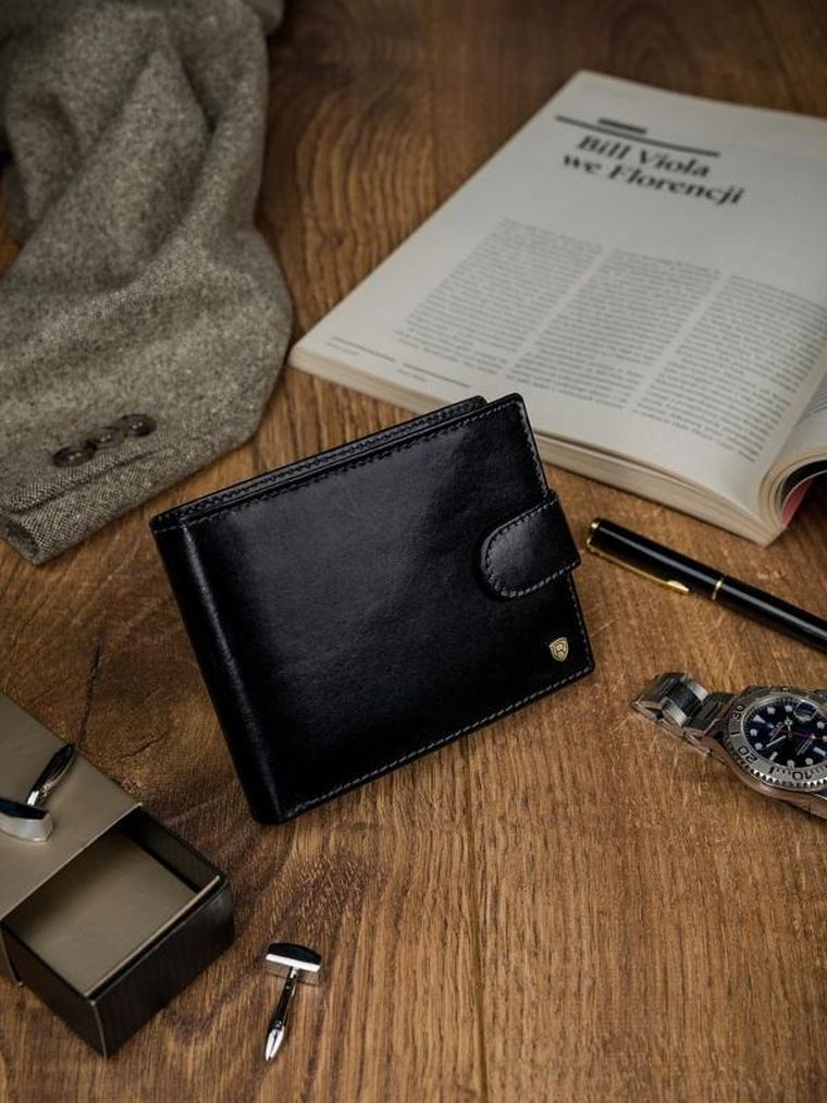 Portfel, czarny, skórzany, RFID, Rovicky