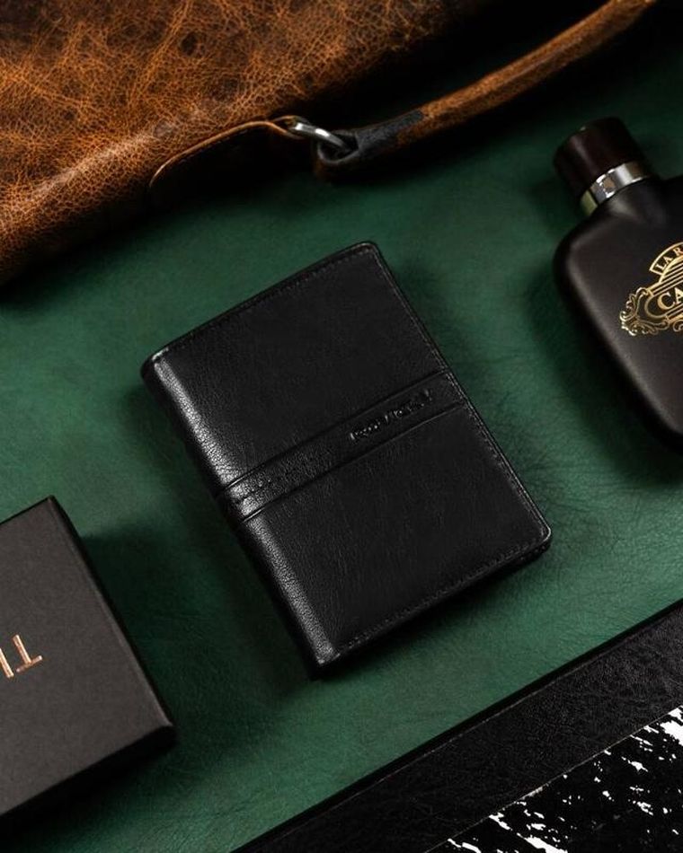 Portfel, czarny, skórzany, RFID, Rovicky