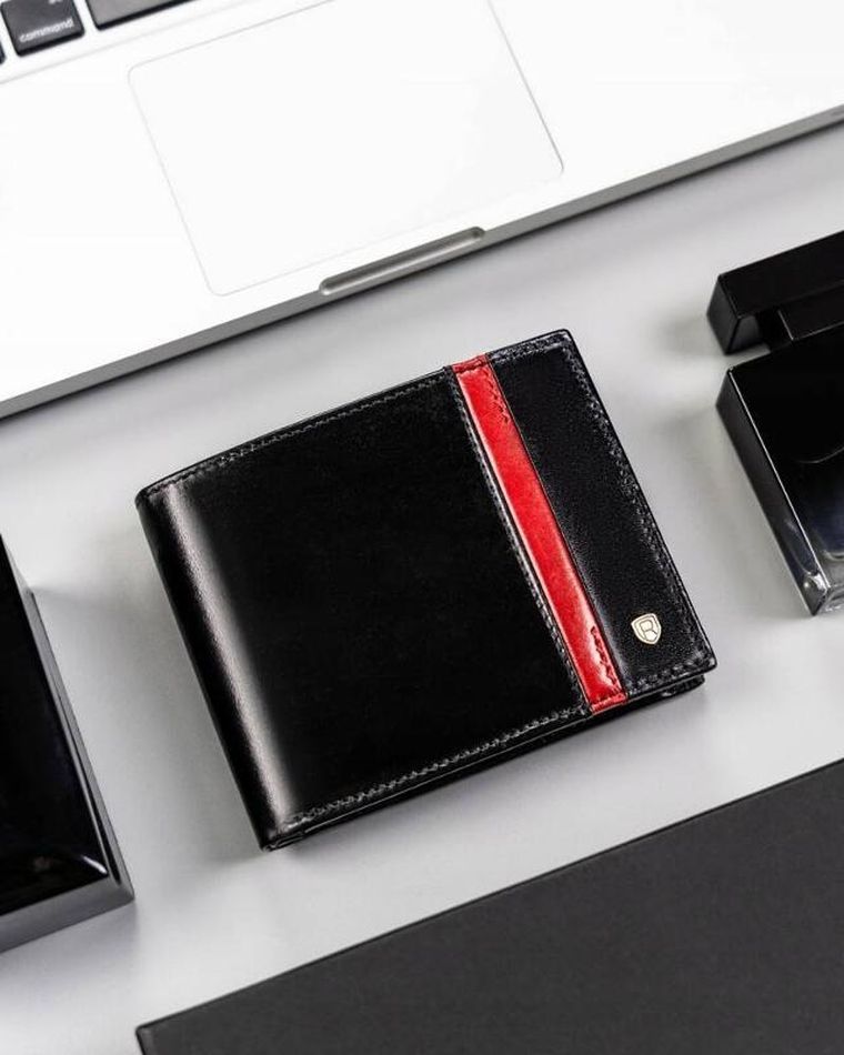 Portfel, czarny, skórzany, RFID, Rovicky