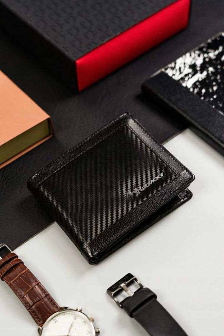 Portfel, czarny, skórzany, RFID, Rovicky