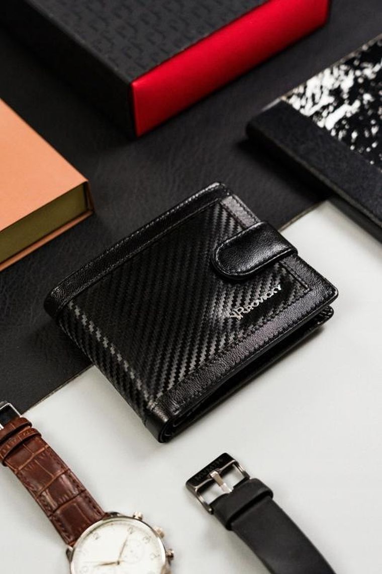 Portfel, czarny, skórzany, RFID, Rovicky