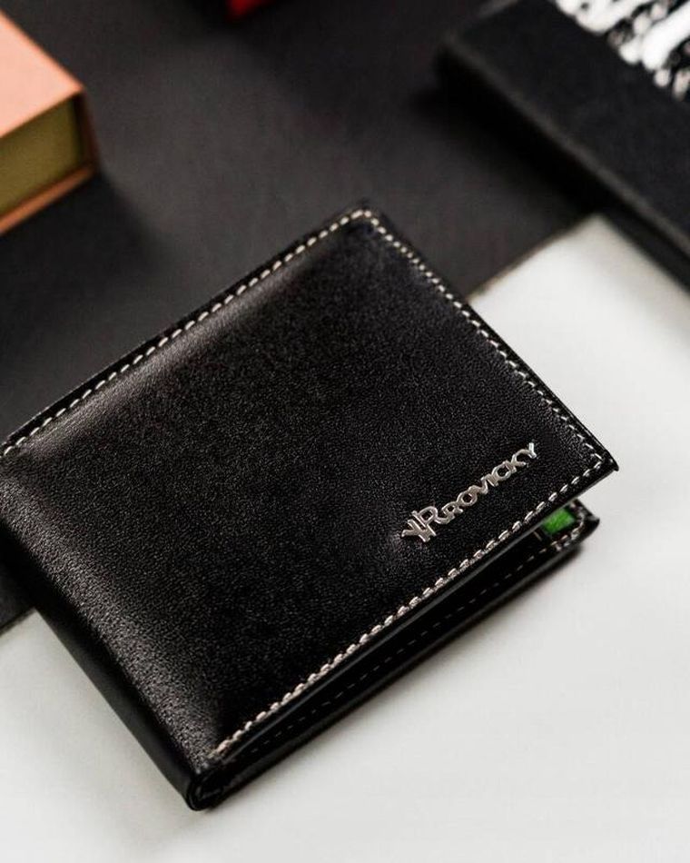 Portfel, czarny, skórzany, RFID, Rovicky