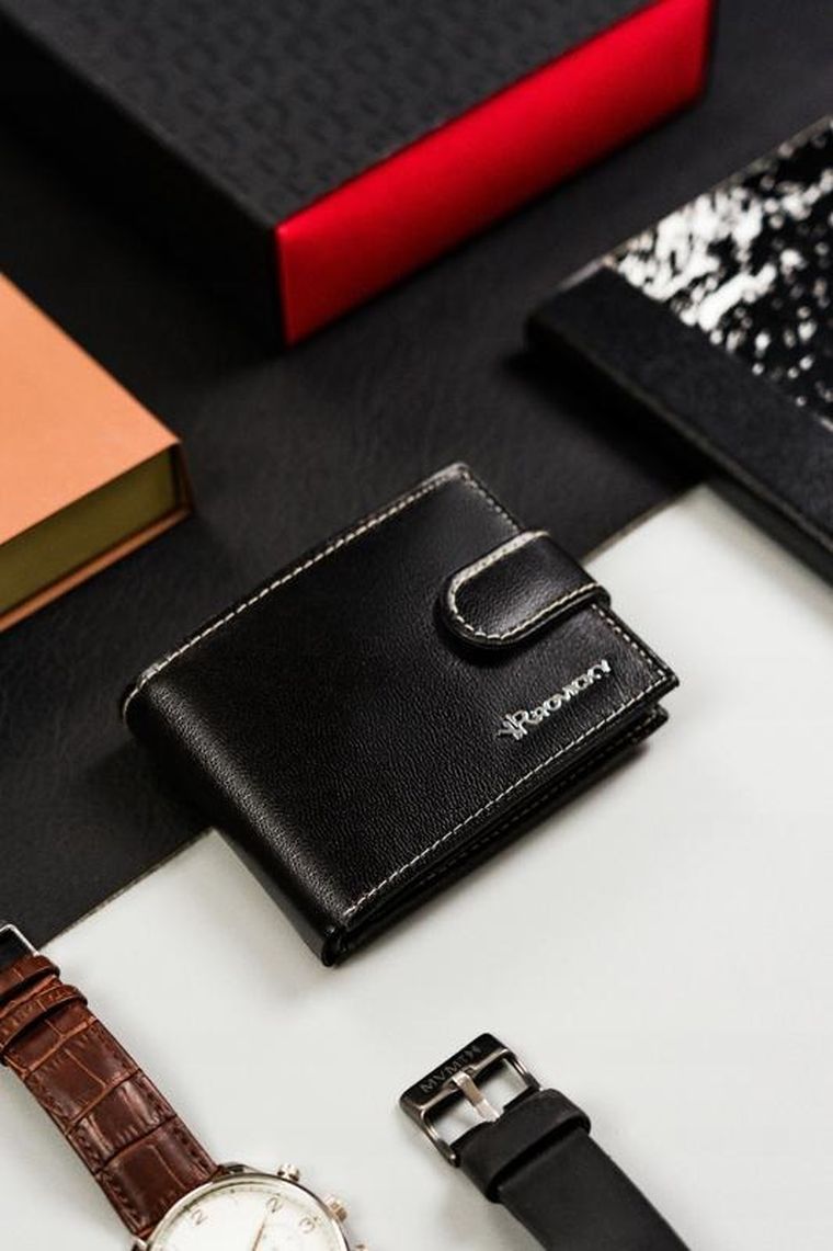 Portfel, czarny, skórzany, RFID, Rovicky