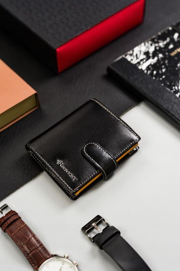 Portfel, czarny, skórzany, RFID, Rovicky