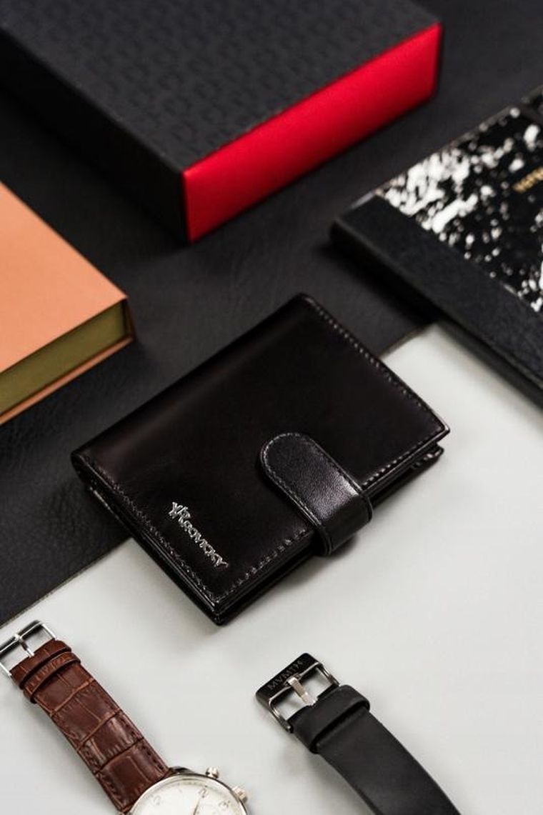 Portfel, czarny, skórzany, RFID, Rovicky