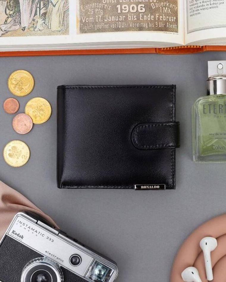 Portfel, czarny, skórzany, Ronaldo