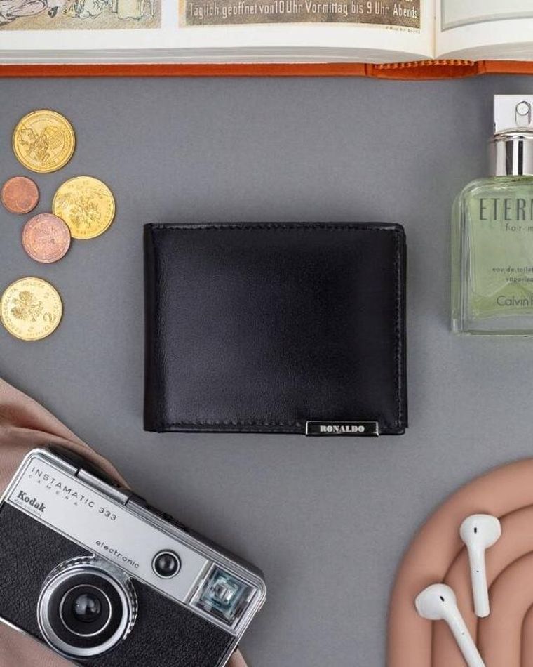 Portfel, czarny, skórzany, Ronaldo