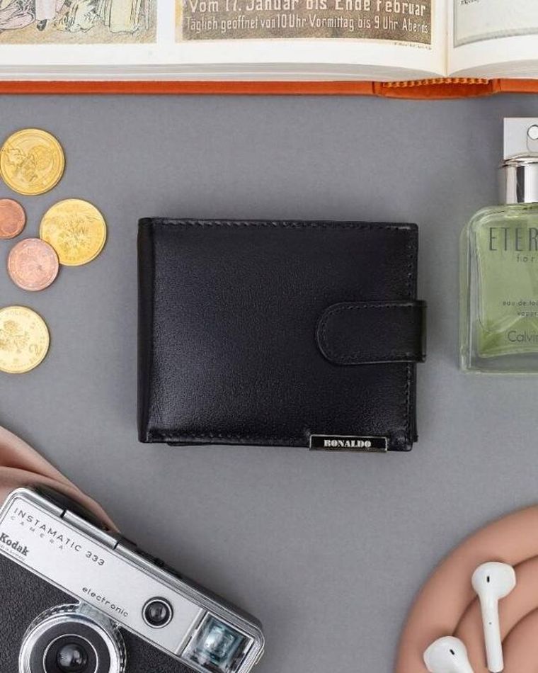 Portfel, czarny, skórzany, Ronaldo