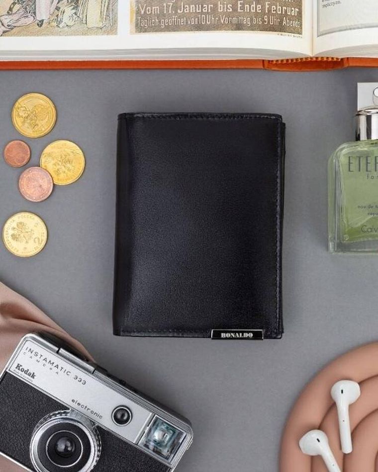 Portfel, czarny, skórzany, Ronaldo