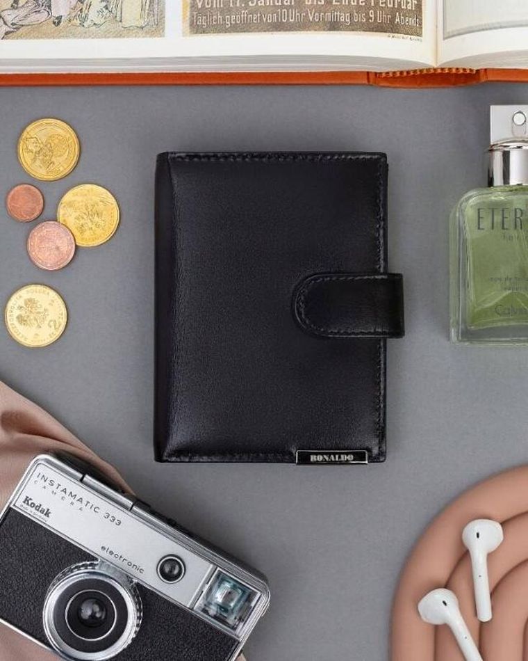 Portfel, czarny, skórzany, Ronaldo