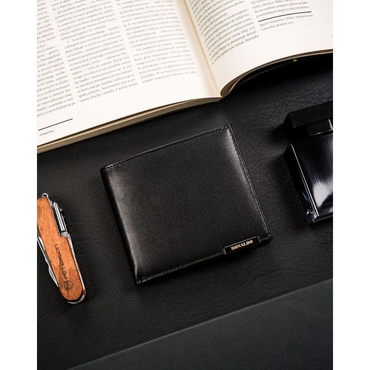 Portfel, czarny, skórzany, Ronaldo