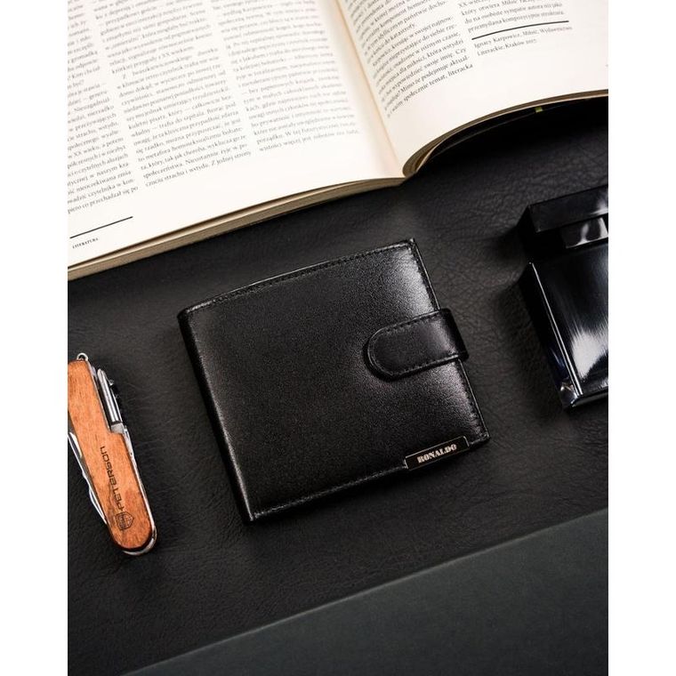 Portfel, czarny, skórzany, Ronaldo