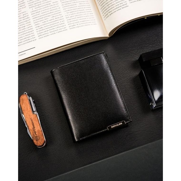 Portfel, czarny, skórzany, Ronaldo