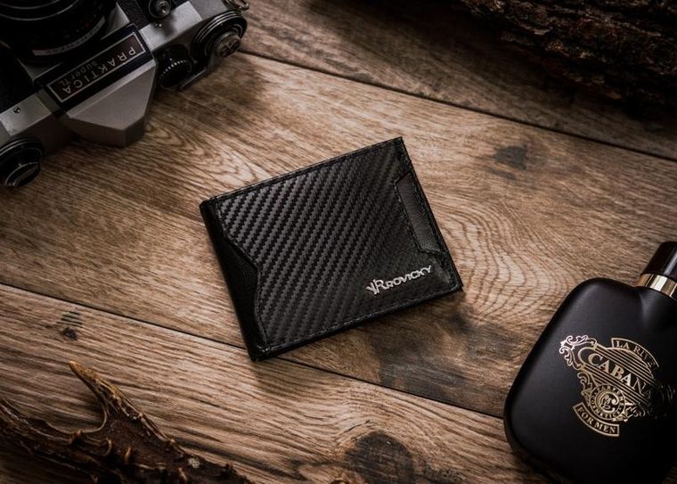 Portfel, czarny, skórzany, Rovicky