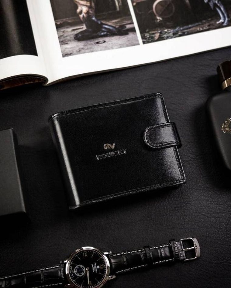 Portfel, czarny, skórzany, Rovicky