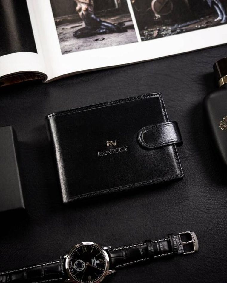 Portfel, czarny, skórzany, Rovicky