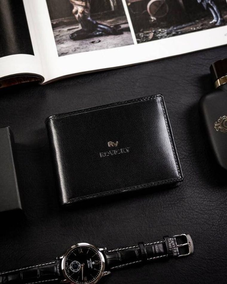 Portfel, czarny, skórzany, Rovicky