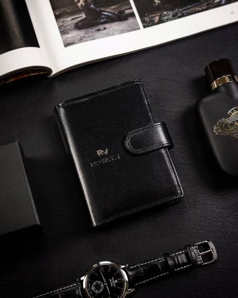 Portfel, czarny, skórzany, Rovicky