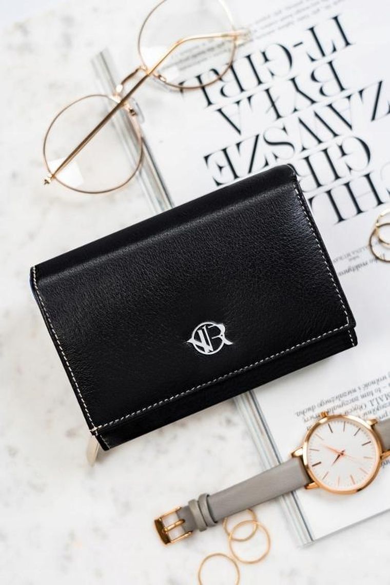 Portfel, czarny, skórzany, Rovicky