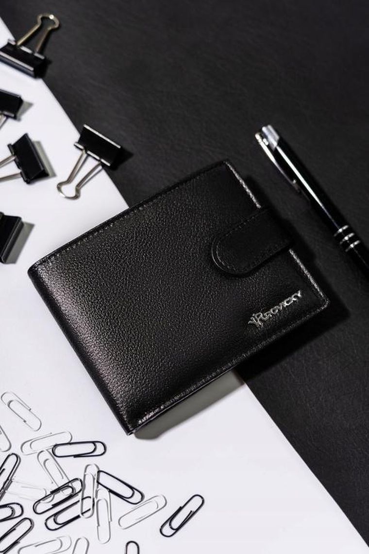 Portfel, czarny, skórzany, Rovicky