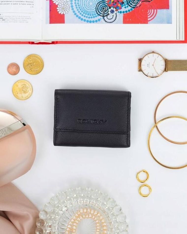 Portfel, czarny, skórzany, Rovicky