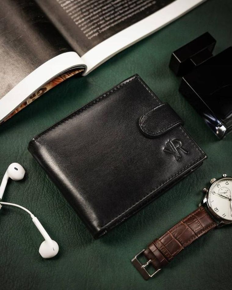 Portfel, czarny, skórzany, Rovicky