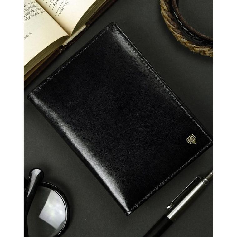 Portfel, czarny, skórzany, Rovicky