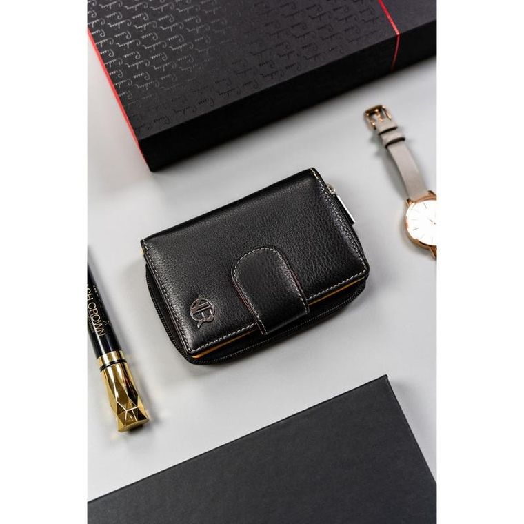 Portfel, czarny, skórzany, Rovicky