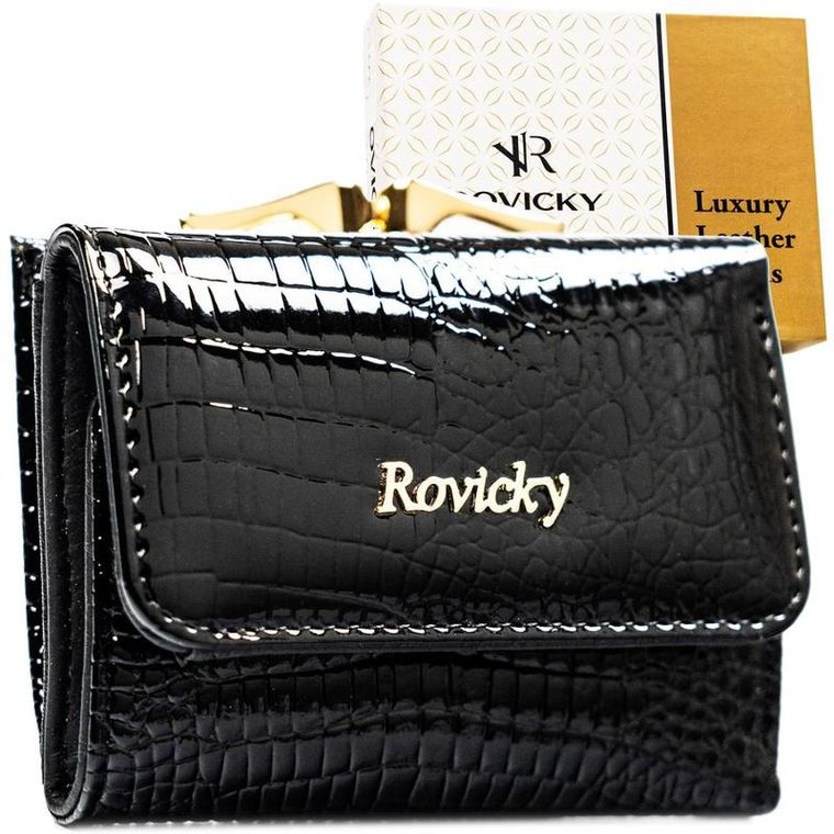 Portfel, czarny, skórzany, Rovicky