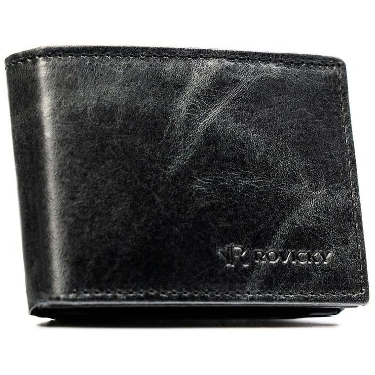 Portfel, czarny, skórzany, Rovicky