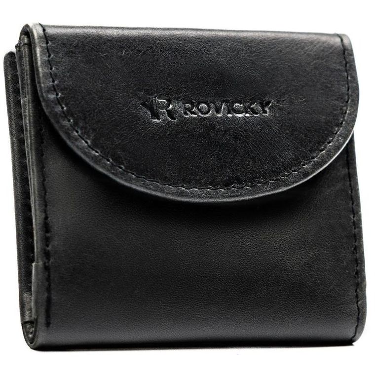 Portfel, czarny, skórzany, Rovicky