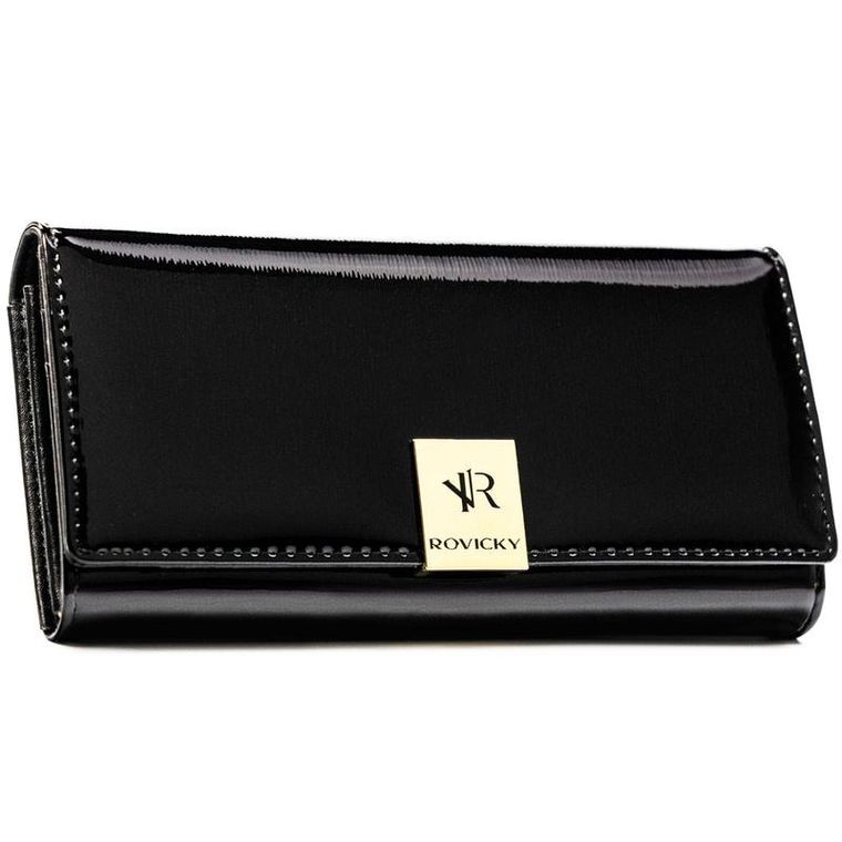 Portfel, czarny, skórzany, Rovicky