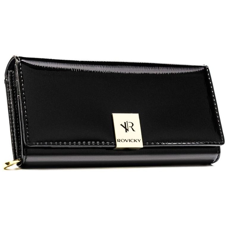 Portfel, czarny, skórzany, Rovicky
