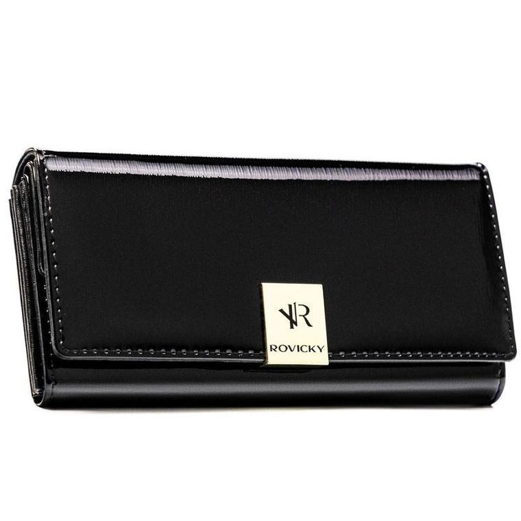 Portfel, czarny, skórzany, Rovicky