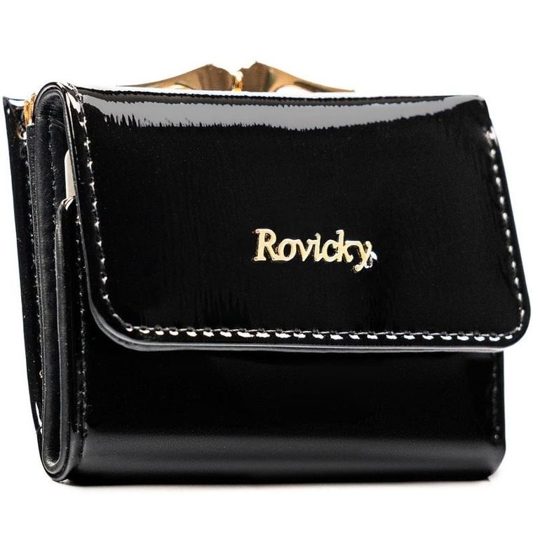 Portfel, czarny, skórzany, Rovicky