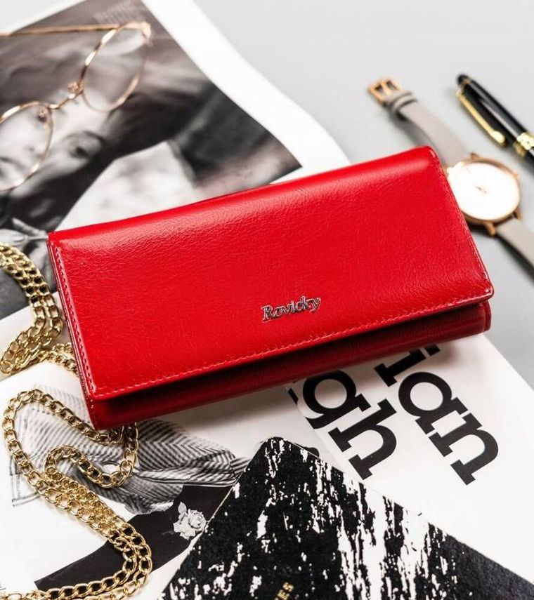 Portfel, czerwony, RFID, Rovicky