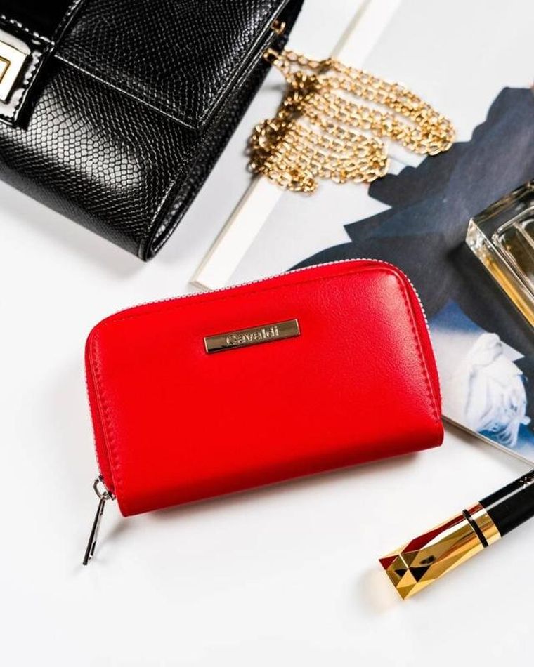 Portfel, czerwony, skóra eklogiczna, Cavaldi