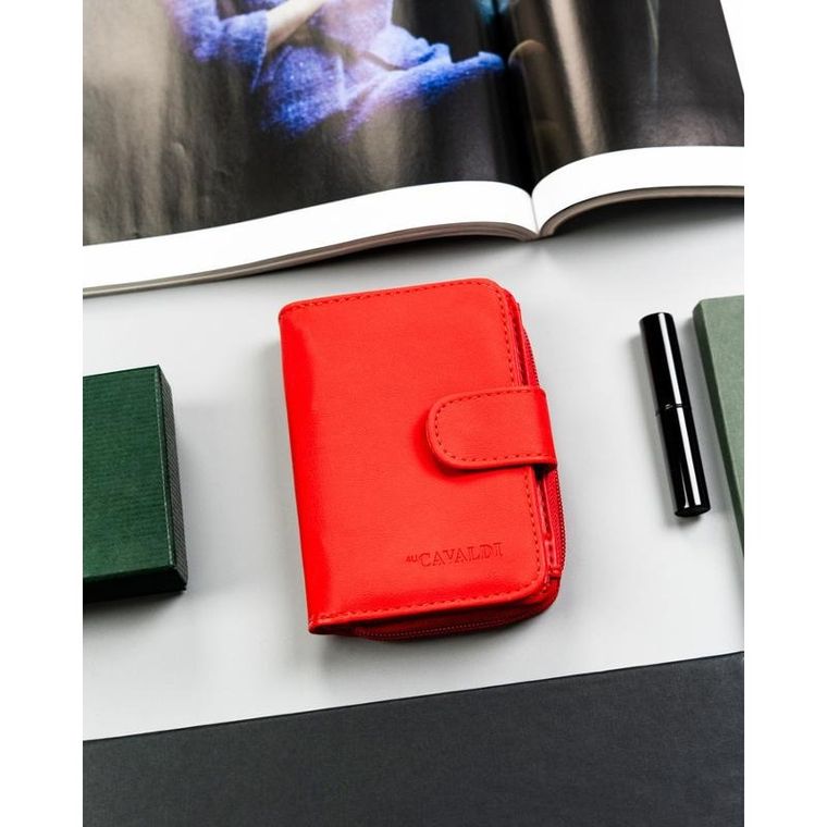 Portfel, czerwony, skóra ekologiczna, 4U Cavaldi