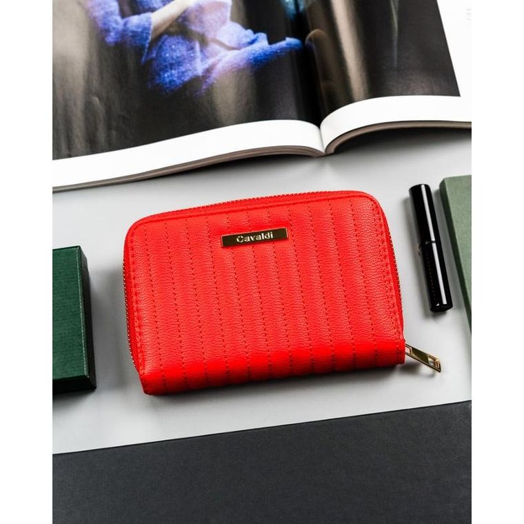 Portfel, czerwony, skóra ekologiczna, 4U Cavaldi