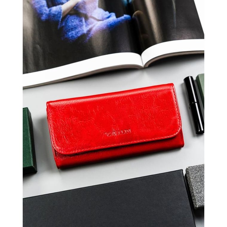 Portfel, czerwony, skóra ekologiczna, 4U Cavaldi