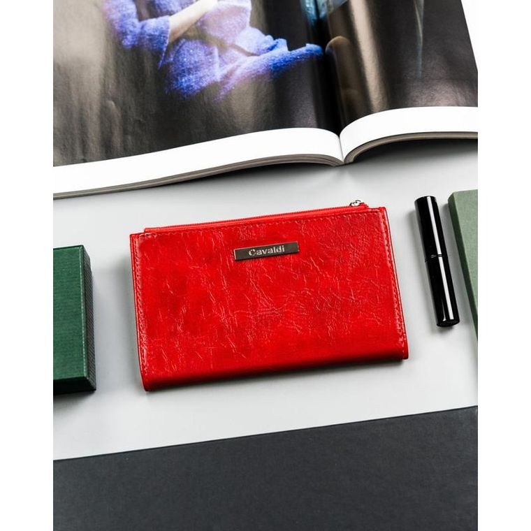Portfel, czerwony, skóra ekologiczna, 4U Cavaldi